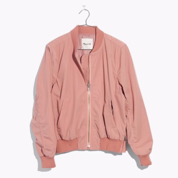 Madewell Side Zip Bomber Jacket in Rose M - Picture 2 of 7